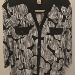 Black and White Patterned Blouse